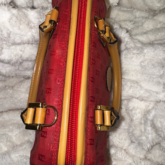 Fendi ❤️ Red FF Jacquard Mini Boston Satchel Bag. Vintage. With COA - Picture 8 of 13